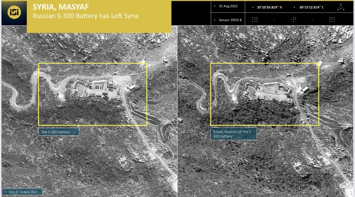 Private Israeli intelligence firm @ImageSatIntl publishes satellite images showing that Russia has apparently moved its S-300 system out of Syria back to Russia
