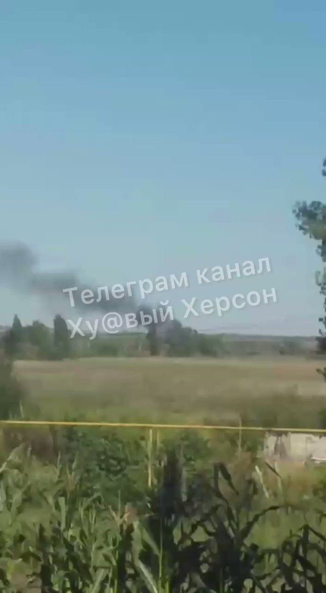 Ammunition explosions after missile hit near railway bridge near Oleshky-Antonivka