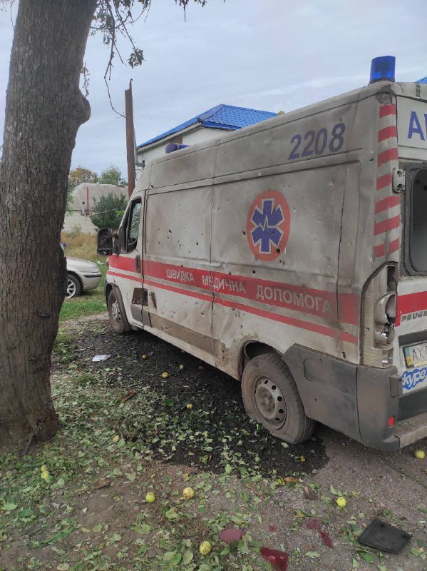Russian army shelled ambulances point in Chuhuiv
