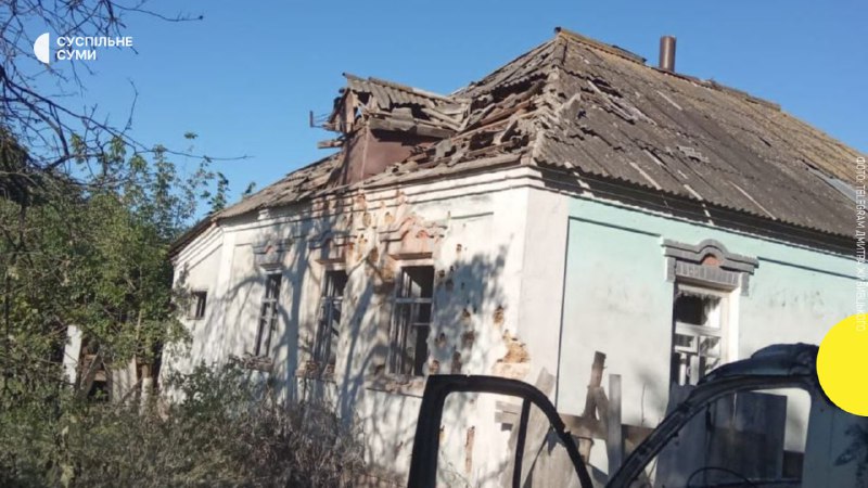 Damage in Volfyne village of Sumy region as result of Russian shelling
