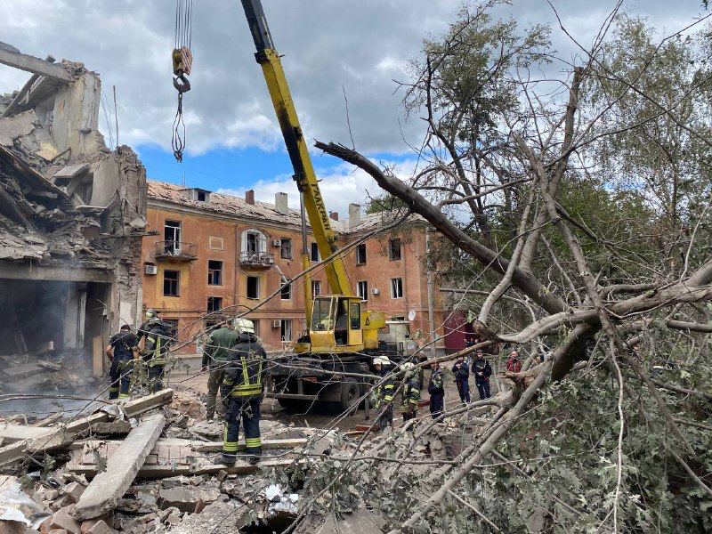 A body of a man found in a rubble after Russian shelling in Sloviansk