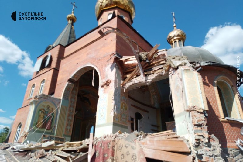 Russian shelling destroyed a church in Temyrivka village of Zaporizhzhia region