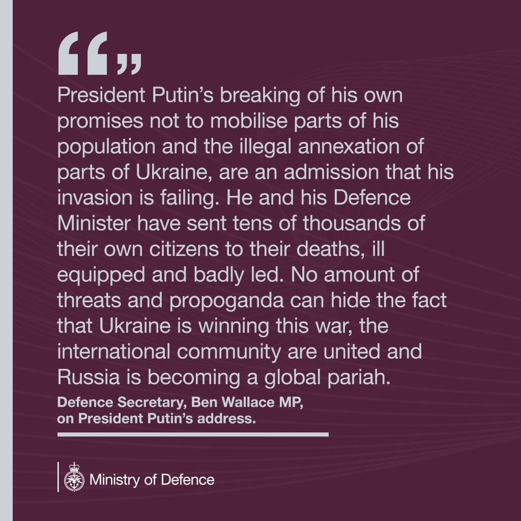 Defence Secretary @BWallaceMP responds to Putin's address this morning