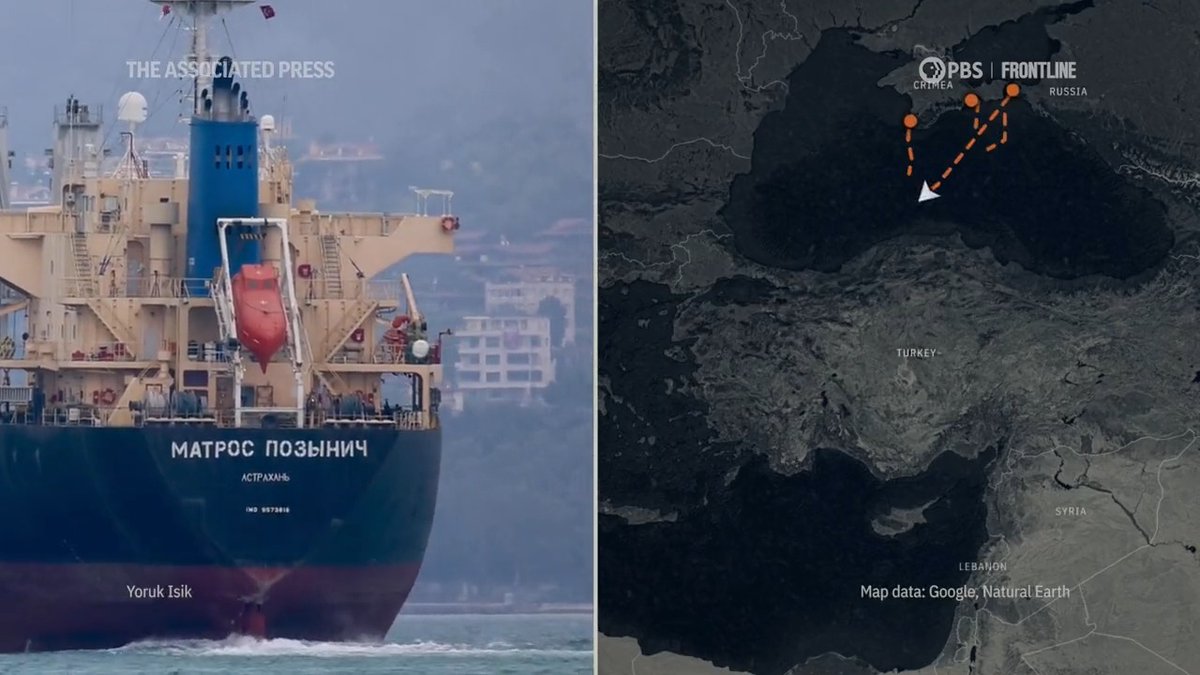 An @AP and @frontlinepbs investigation tracked more than three dozen ships to reveal a Russian operation to smuggle stolen Ukrainian grain worth at least $530M to the Middle East. Legal experts say the ongoing theft is a potential war crime