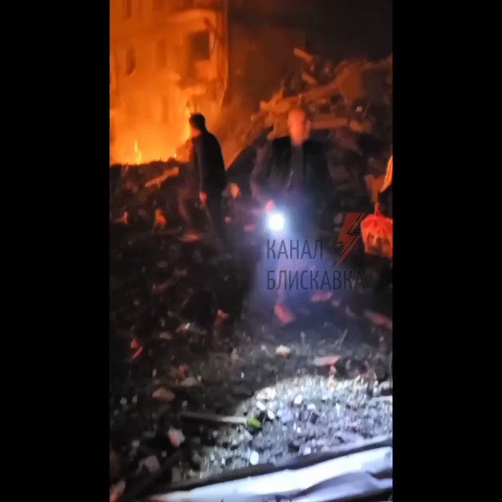 High-rise building in Zaporizhzhia, destroyed by Russian shelling