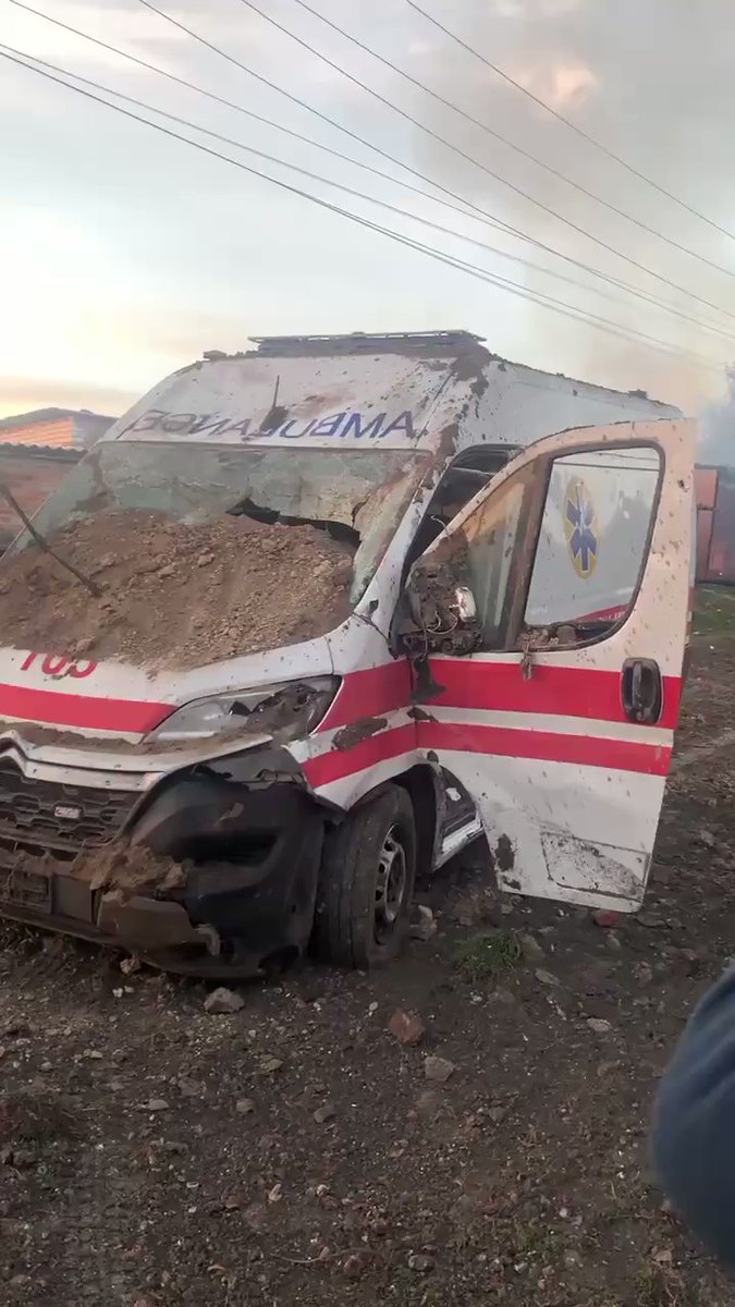 Today, near the village of Dvorichne, Kharkiv region, which is located near the border, 3 ambulances were hit by shelling
