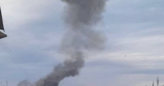 Smoke rising in Lutsk after Russian missile strike