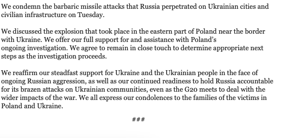 Joint statement issued by NATO and G7 leaders on the Ukraine-Russia War