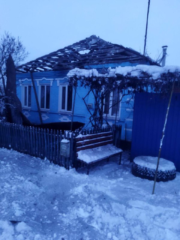 Damage in Bezymeno village of Belgorod region as result of shelling