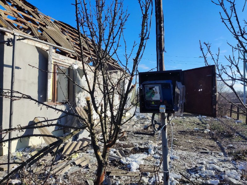 Destruction in Novohorivka of Polohy district as result of shelling