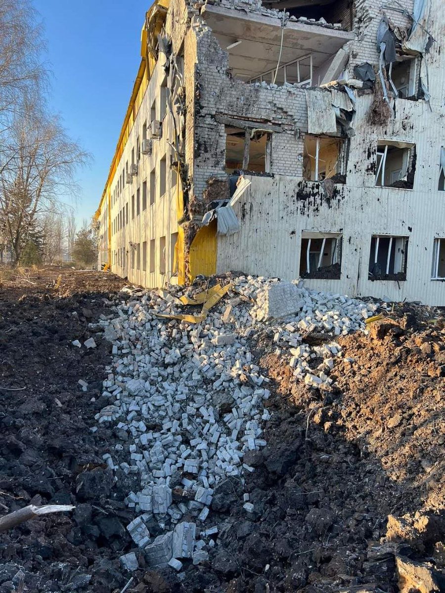 A children's hospital in Bakhmut was severely damaged by a Russian rocket attack earlier today