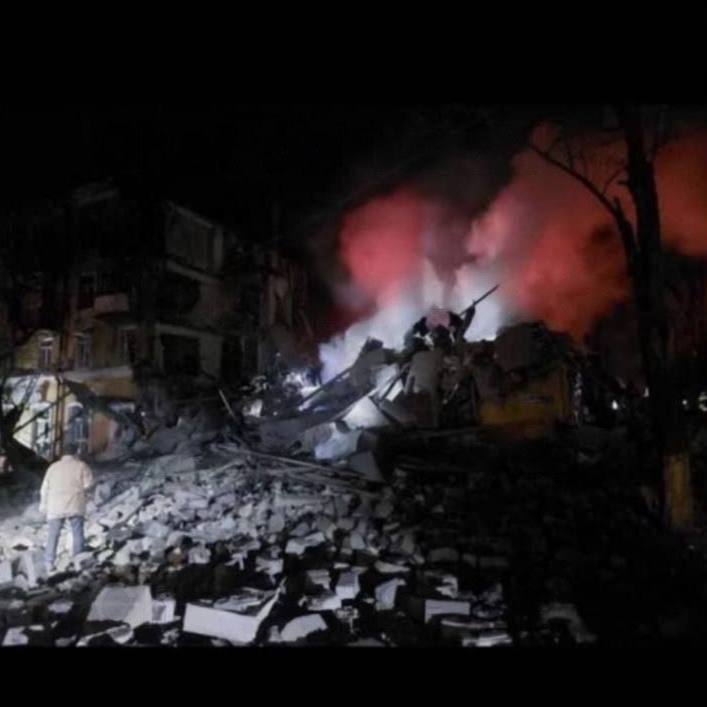 Russian missile hit residential apartment block in Kramatorsk destroying it partially