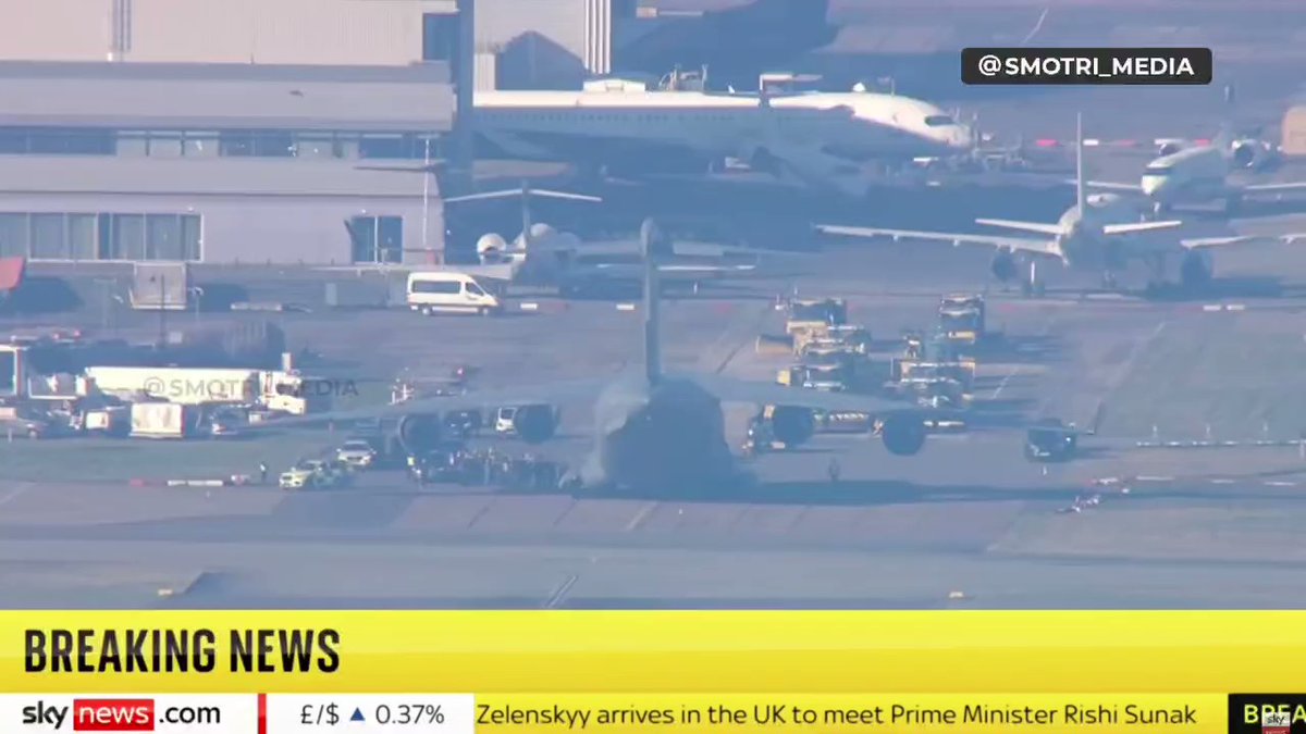 A plane carrying President Volodymyr Zelensky has landed in London. According to media reports, he will be received by the UK's King Charles III today