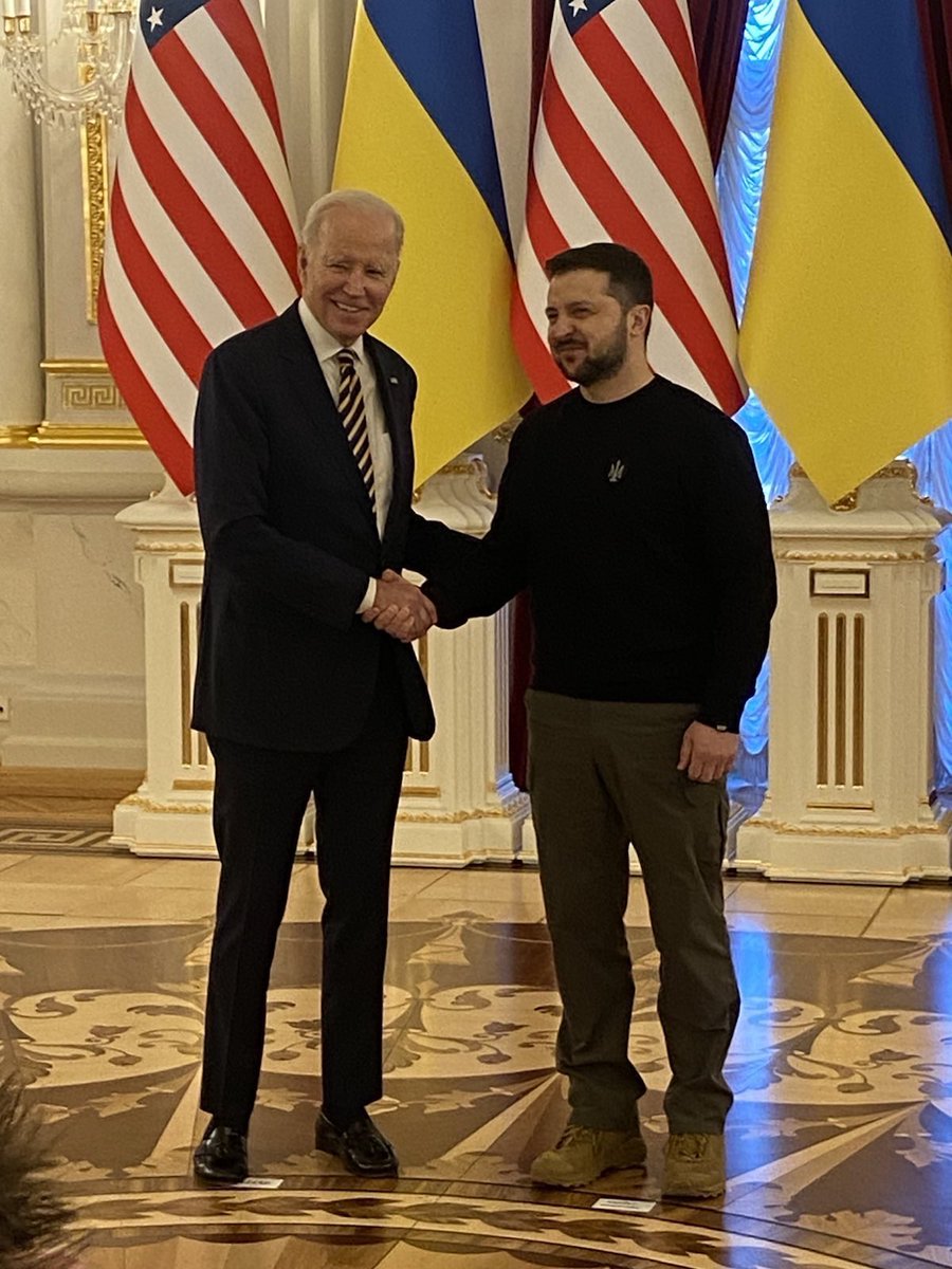 Biden in Ukraine: The president traveled there in an unannounced visit to Kyiv where he met with @ZelenskyyUa at Mariinsky Palace ahead of the one-year anniversary of Russia's invasion of Ukraine