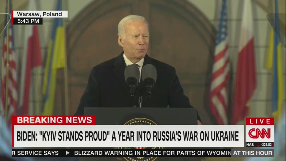 Biden: When President Putin ordered his tanks to roll into Ukraine, he thought we would roll over. He was wrong. The Ukrainian people are too brave. we were too unified. Democracy was too strong”