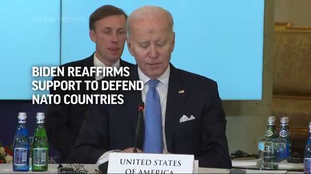 President Joe Biden reaffirms U.S. commitment to NATO while meeting with leaders of the Bucharest Nine. We will defend literally every inch of NATO