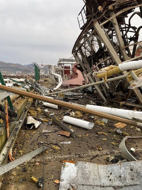 Damage after drone strike in Tuapse