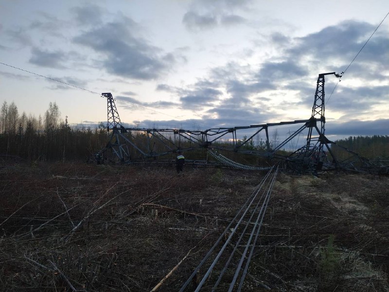 Power line pylon was blown up near Gatchina in Leningrad region