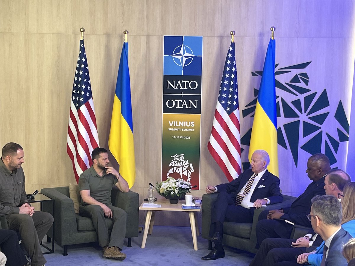 President Zelensky responded to question as to whether NATO was a success considering his frustration yesterday: “I think by the end of summit, we have great unity from our leaders and the security guarantees - that is a success for this summit, I think so. It’s my opinion”