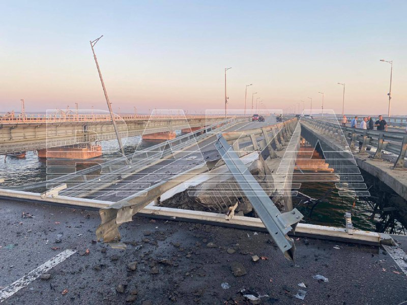 Images of the damage at Kerch bridge after explosions