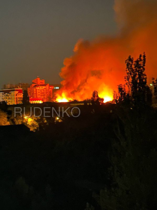 Explosions and fire were reported in central Donetsk