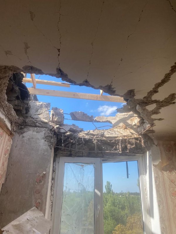 Damage in Nikopol as result of Russian shelling