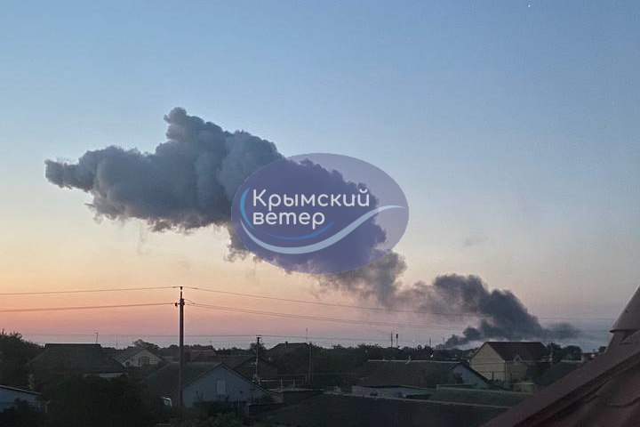 More than 15 explosions were reported near Yevpatoria this morning