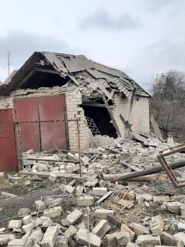 Разрушения в Куркаховке в результате обстрела