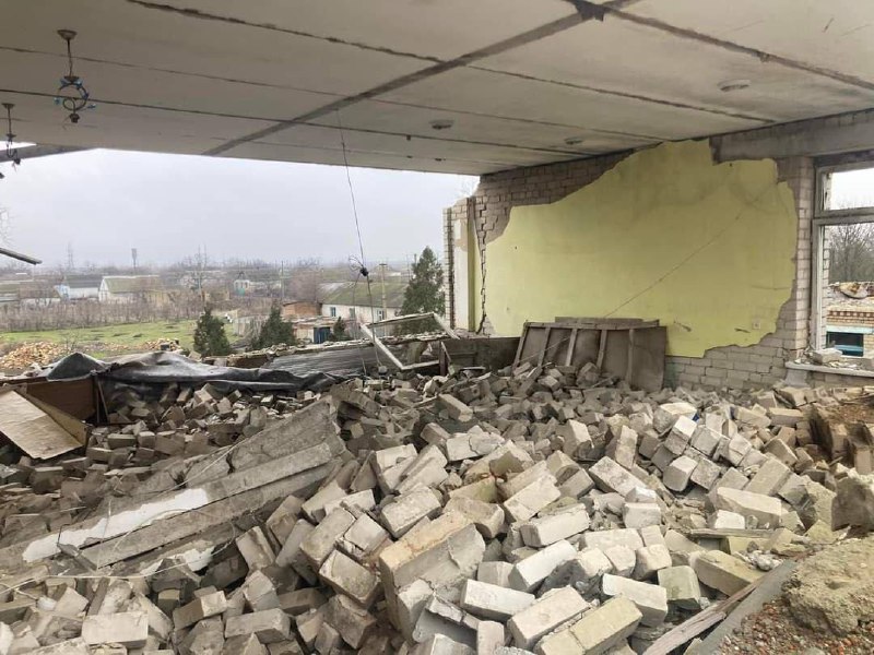 Destruction in Kostyrka village of Kherson region
