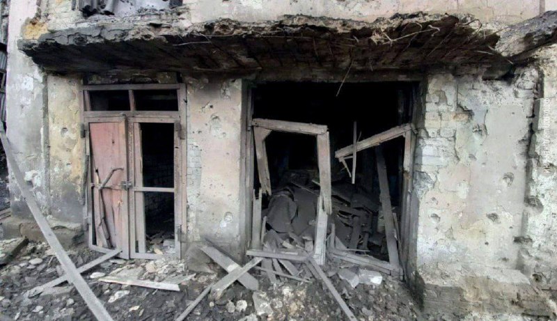 Destruction as result of bombardment in Pokrovsk