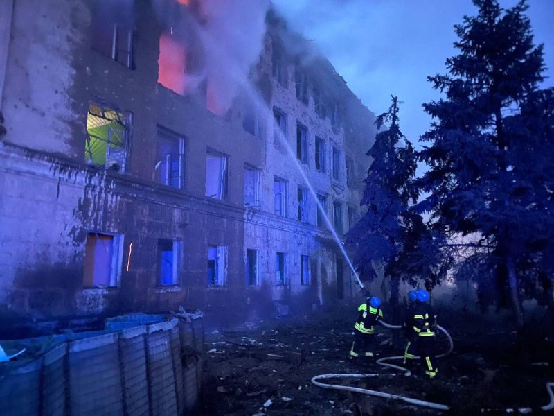 Destruction as result of shelling in Novohrodivka of Donetsk region