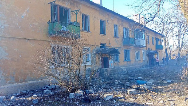 Разрушения в Горловке в результате обстрела