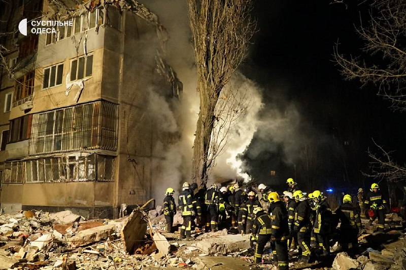 Residential house had partially collapsed as result of drone strike in Odesa