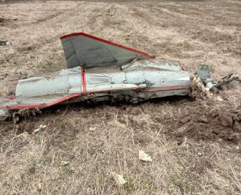 Das Wrack einer zerstörten Strizh-Drohne in der Region Brjansk