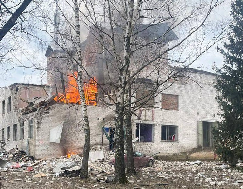Damage as result of bombardment in Semenivka of Chernihiv region
