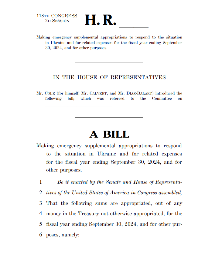 The draft text of the bill which allows aid to Ukraine has been published. Key highlights: The bill obliges the US president to hand over long-range ATACMS (type unspecified) to Ukraine as soon as possible after it enters into force. The president is able to postpone the handover if the transfer of ATACMS, in his opinion, will harm the national security interests of the US.In total $61 billion will be allocated, of which $23.2 billion dollars will be used to replenish defense goods and services provided to Ukraine. $11.3 billion for current US military operations in the region. $13.8 billion dollars for the purchase of the latest weapons systems, goods and services for defense purposes. $26 million for continued oversight and accountability for assistance and equipment provided to Ukraine. $7.8 billion dollars of direct financial assistance in credit to Ukraine. The Pentagon / State Department to provide a clear US strategy for Ukraine within 45 days