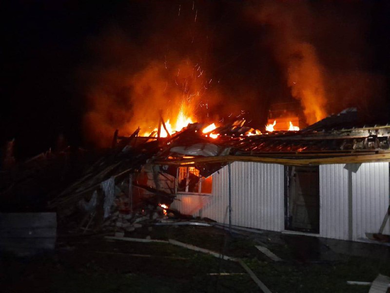 Destruction in Zolochiv as result of Russian bombardment