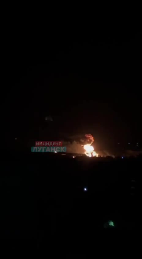 Explosions and big fire reported in Luhansk