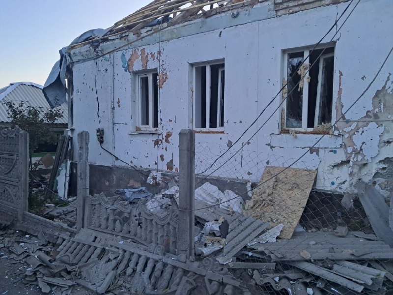 Damage as result of artillery and drone strikes in Nikopol