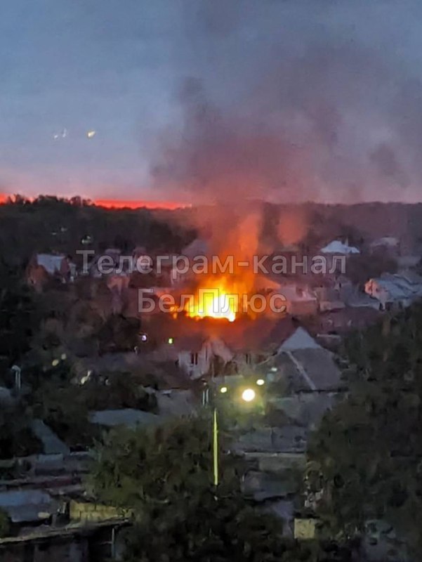 Fire in Dubovoye near Belgorod after reported shelling