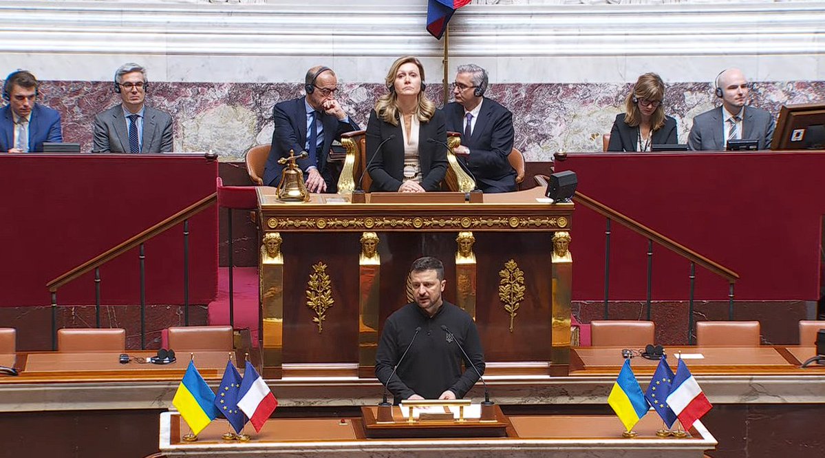 Zelenskyi is now speaking to the French National Assembly