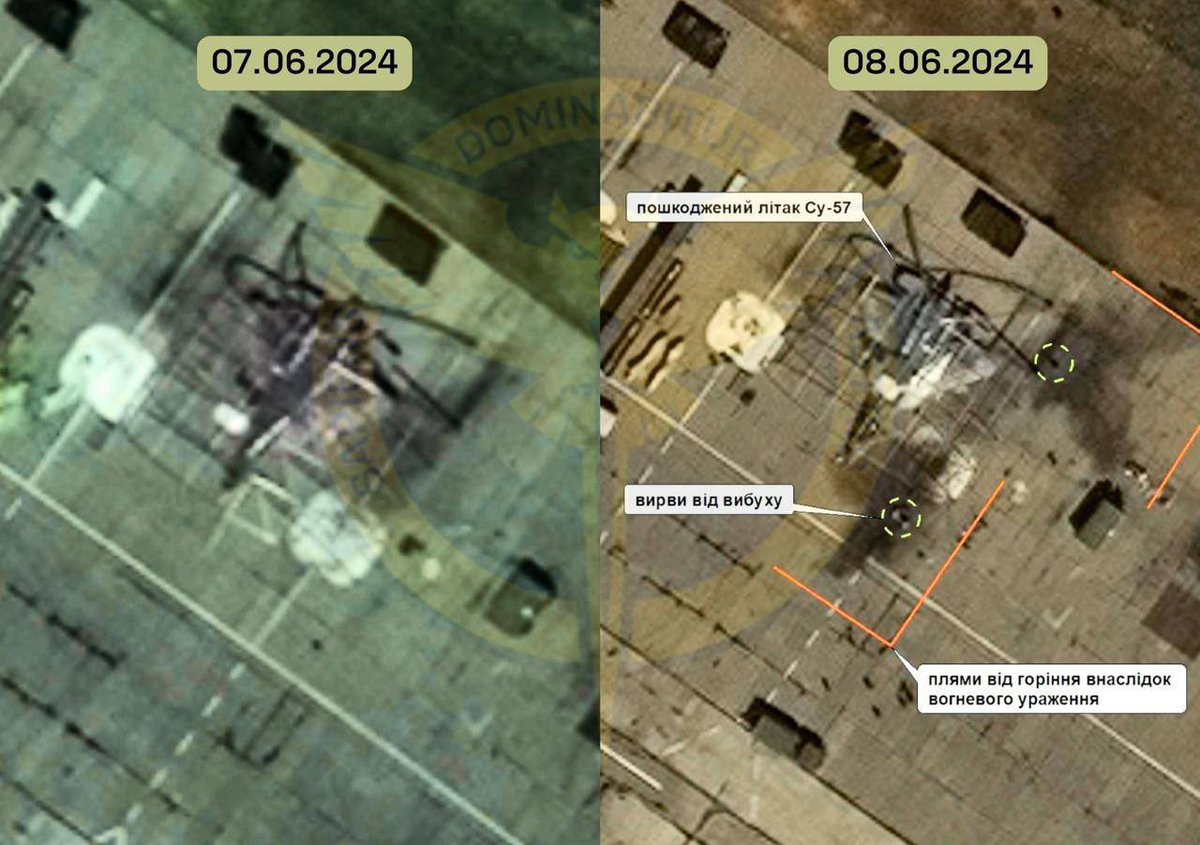 MAXAR Satellite imagery of June 8 after the attack on Russian Su-57 fighters