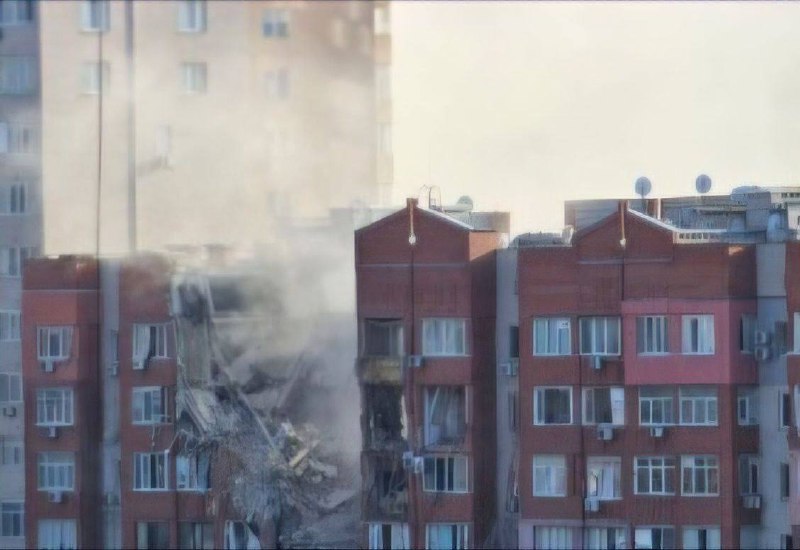A missile hit a residential house in Dnipro city, partially destroying it