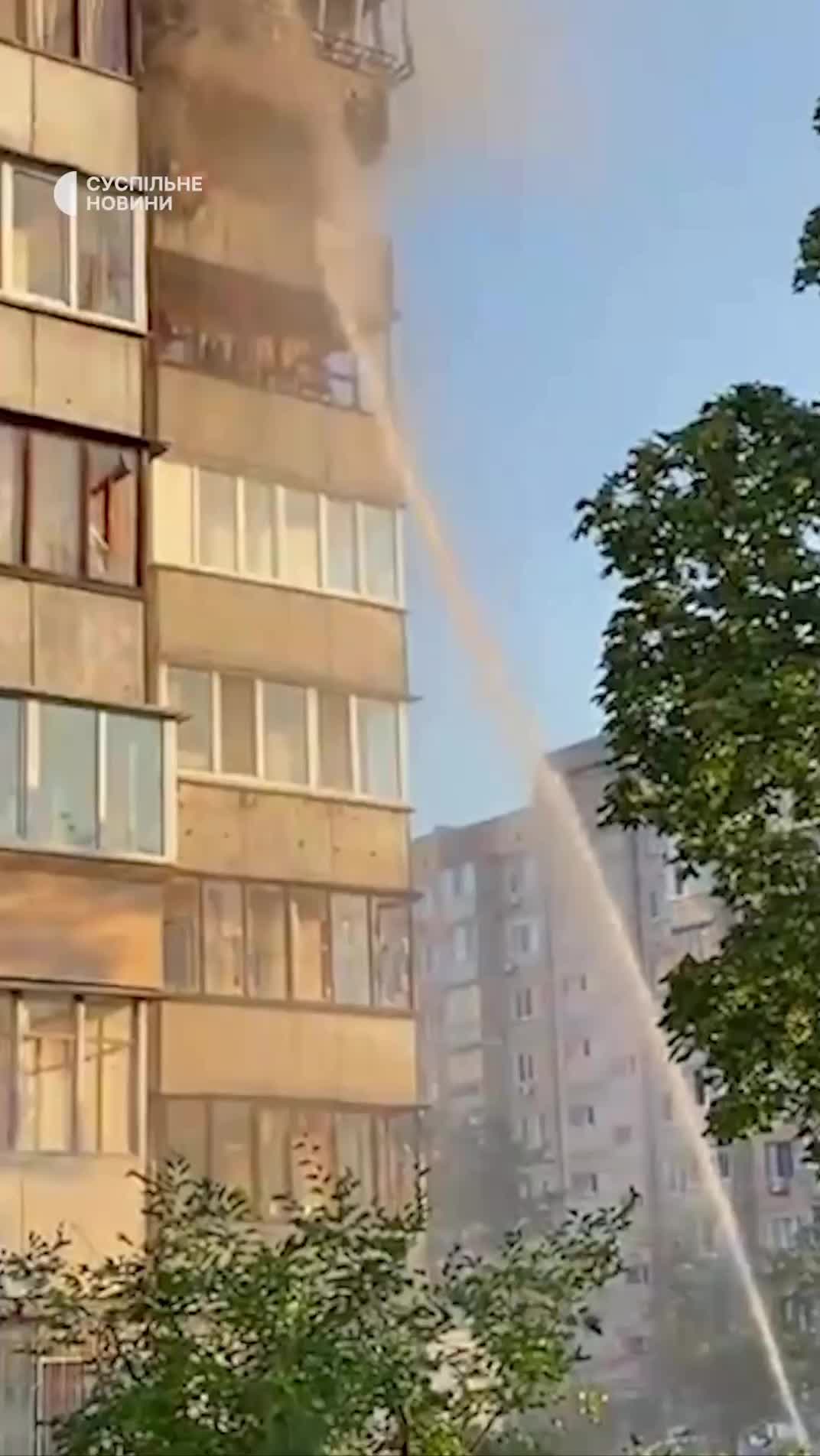 Residential building damaged as result of Russian missile strike at Obolonsky district of Kyiv