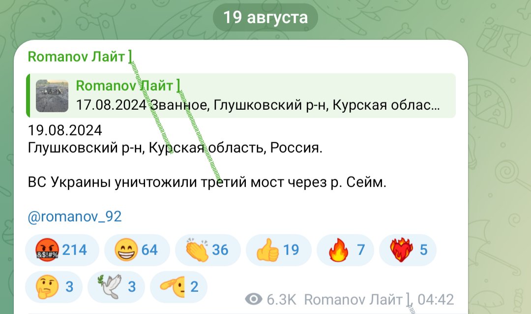 Зруйновано останній міст через річку Сейм, у селі Кариж, - російський блогер