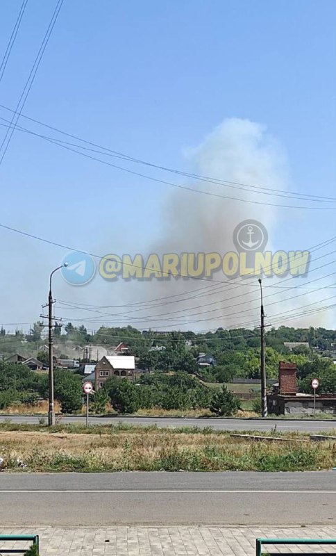 Smoke column rising near Mariupol after explosions earlier