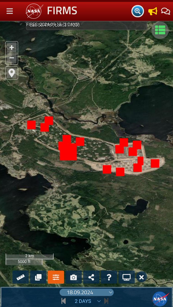 Laut NASA FIRMS-Daten steht das Arsenal von Toropets in vollem Gange