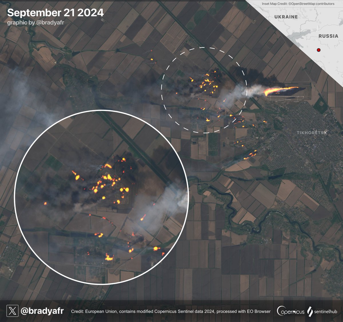 Die Folgen des jüngsten Angriffs der Ukraine auf ein russisches Munitionsdepot sind auf neuen Satellitenbildern sichtbar