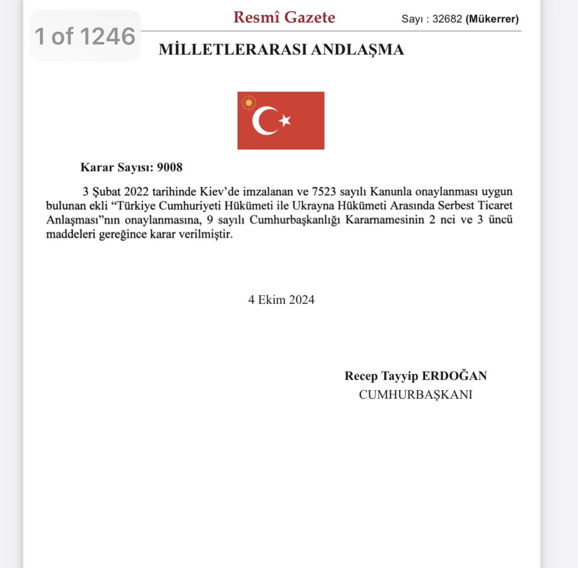 Türkiye, Ukrayna ile serbest ticaret anlaşmasını onayladı. Erdoğan anlaşmayı az önce yasalaştırdı