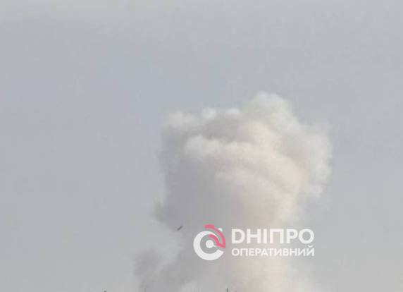 Smoke is rising in Dnipro city after suspected missile strike